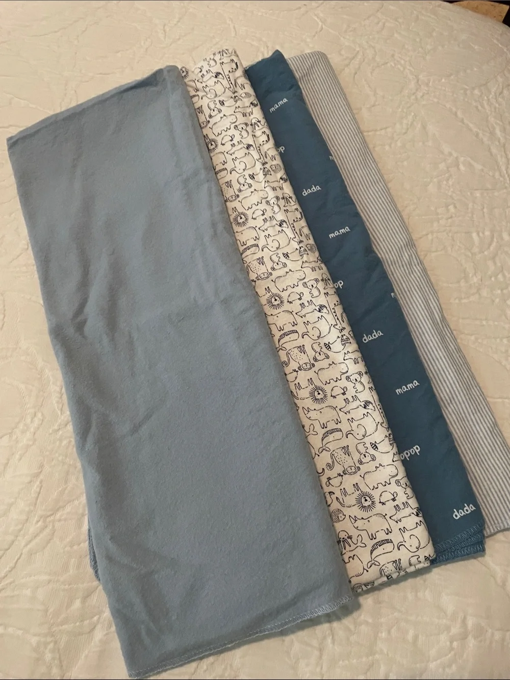 Blue and White Kids blanket Set
